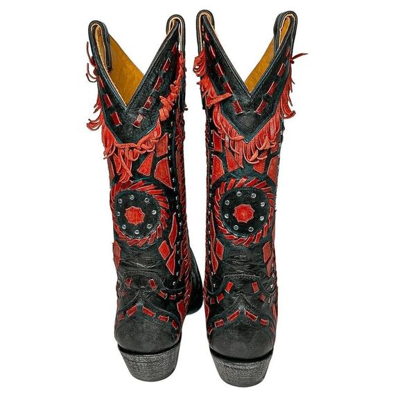 Old Gringo Rarames 13" High Calf Western Cowgirl Tall Red Fringe Boots Size 7.5 - Picture 5 of 10